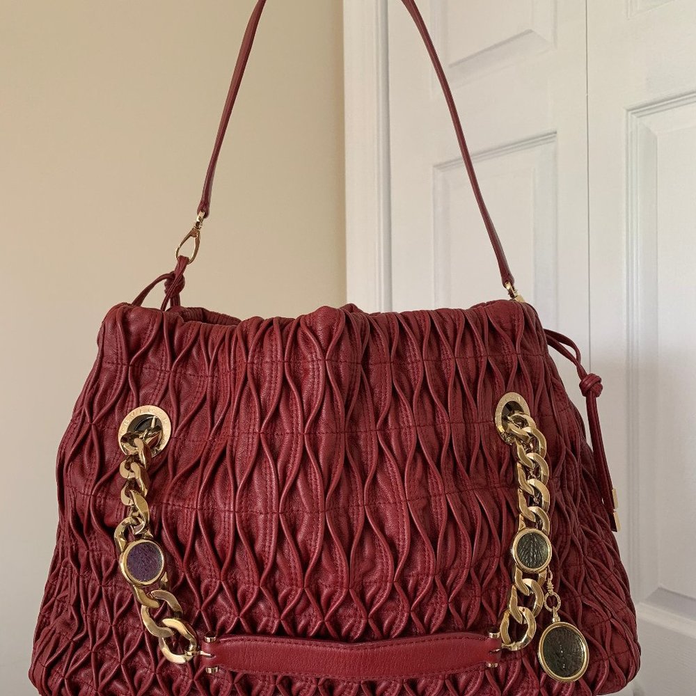 Monete Bvlgari Leather Tote in Rose